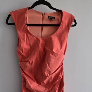 Le Château Coral Pink Ruched Bodycon Mini Dress